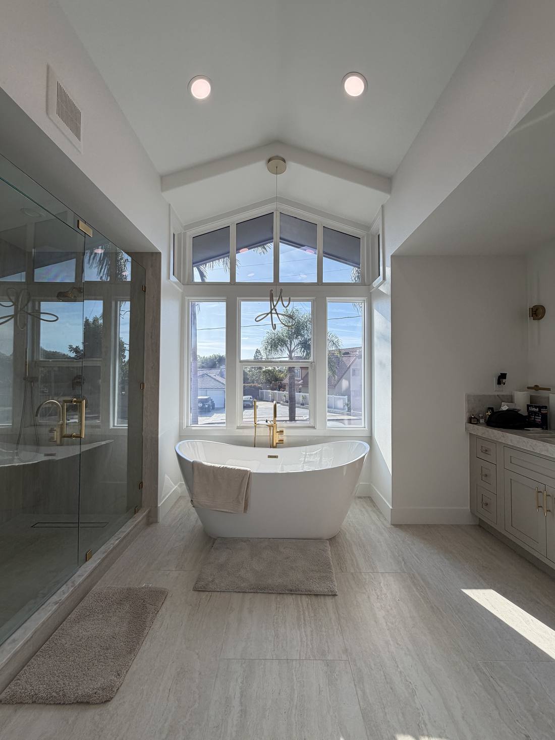 Primary bathroom bay window, clear