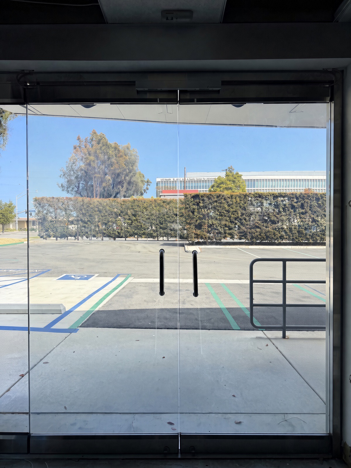 Office entrance double doors, clear