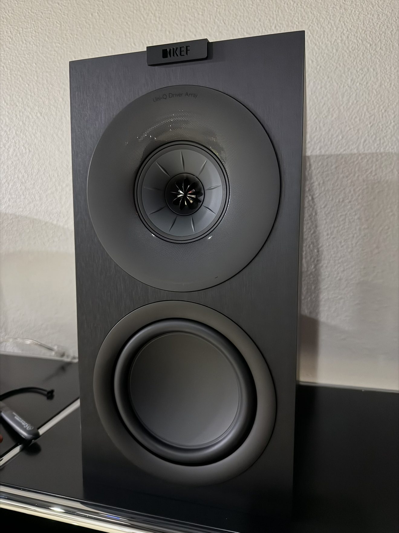 KEF background music speaker on display