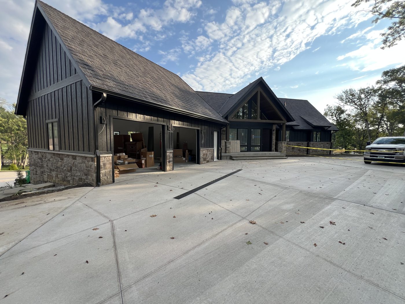 Large custom home exterior under construction